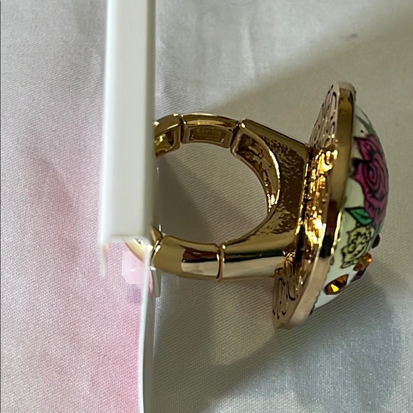 Betsey Johnson Sugar Skull Ring Adjustable Enamel NWT - Picture 3 of 7
